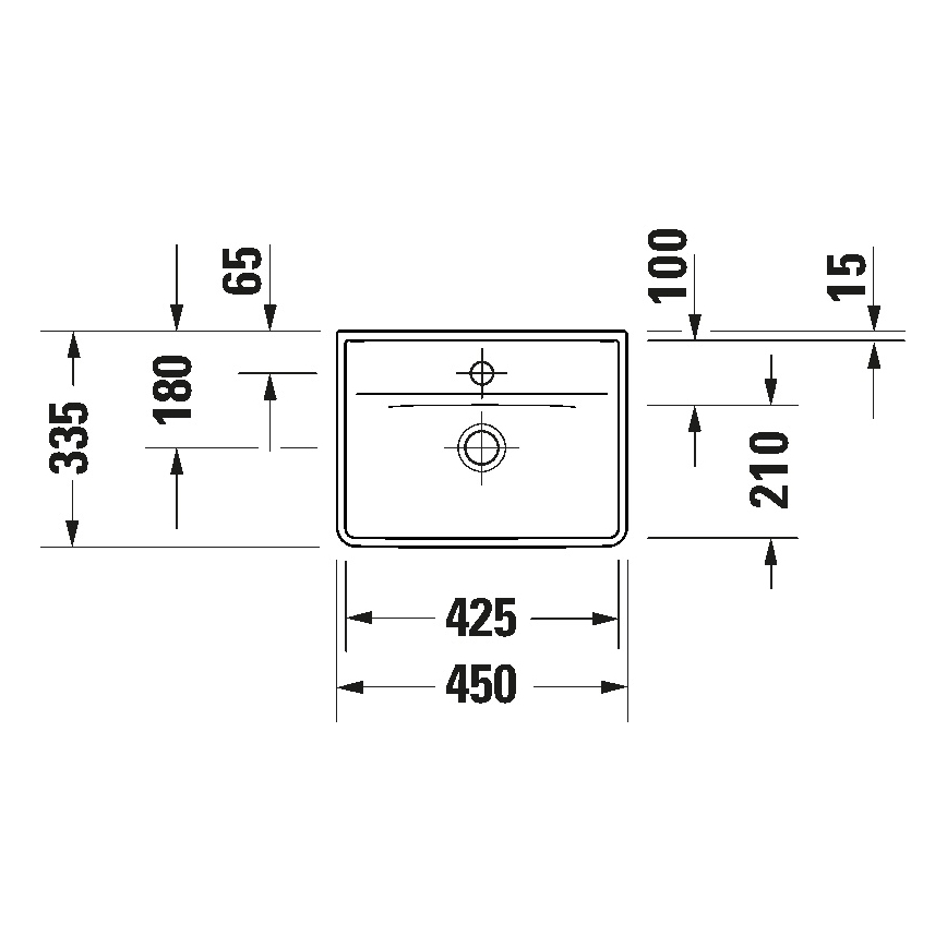 Duravit 738450041 - Підвісний умивальник D-NEO 45x33,5 см кераміка/глянцево-білий