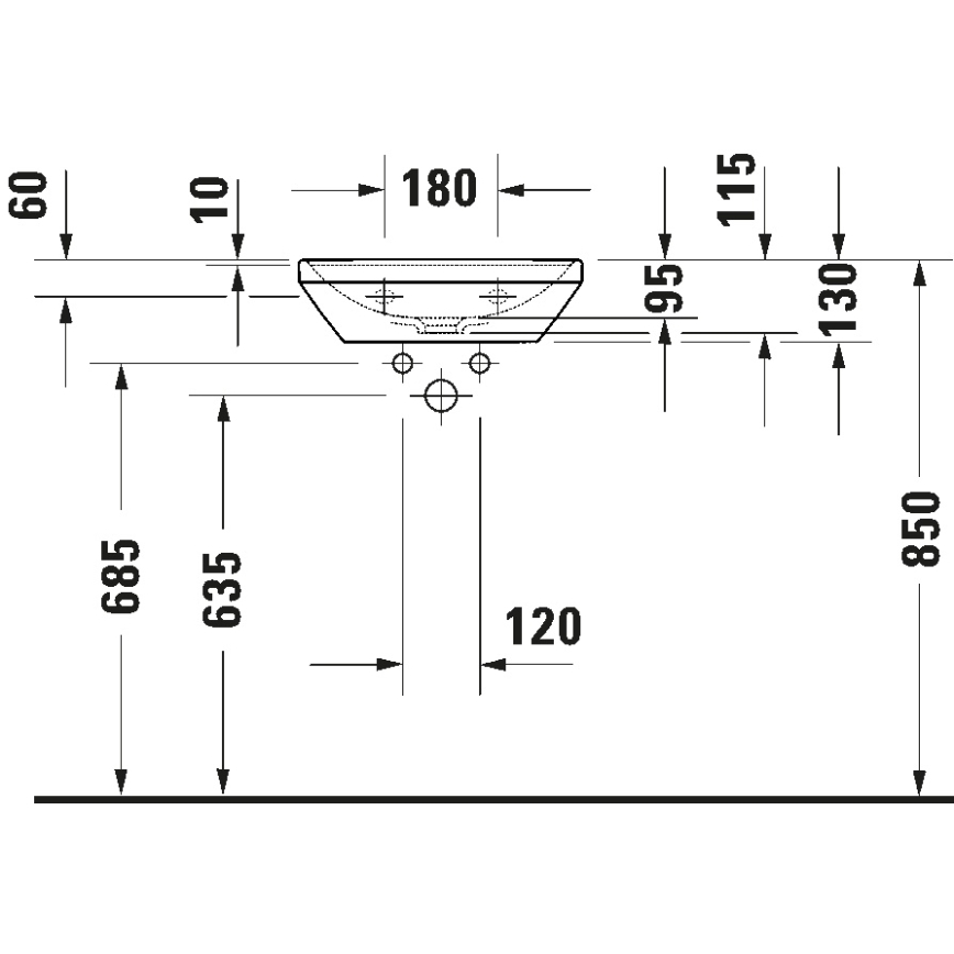 Duravit 738450041 - Підвісний умивальник D-NEO 45x33,5 см кераміка/глянцево-білий