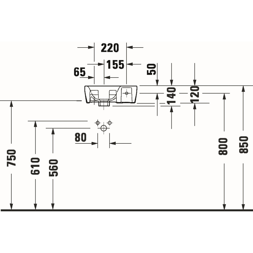 Duravit 7453600412 - Подвесной умывальник D-NEO 36x22 см керамика/белый глянец