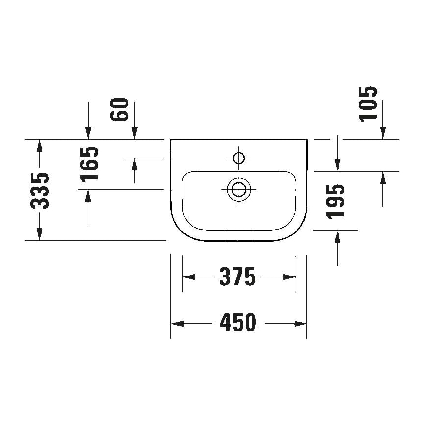 Duravit 7484500002 - Підвісний умивальник D-CODE 45x33,5 см кераміка/білий глянцевий