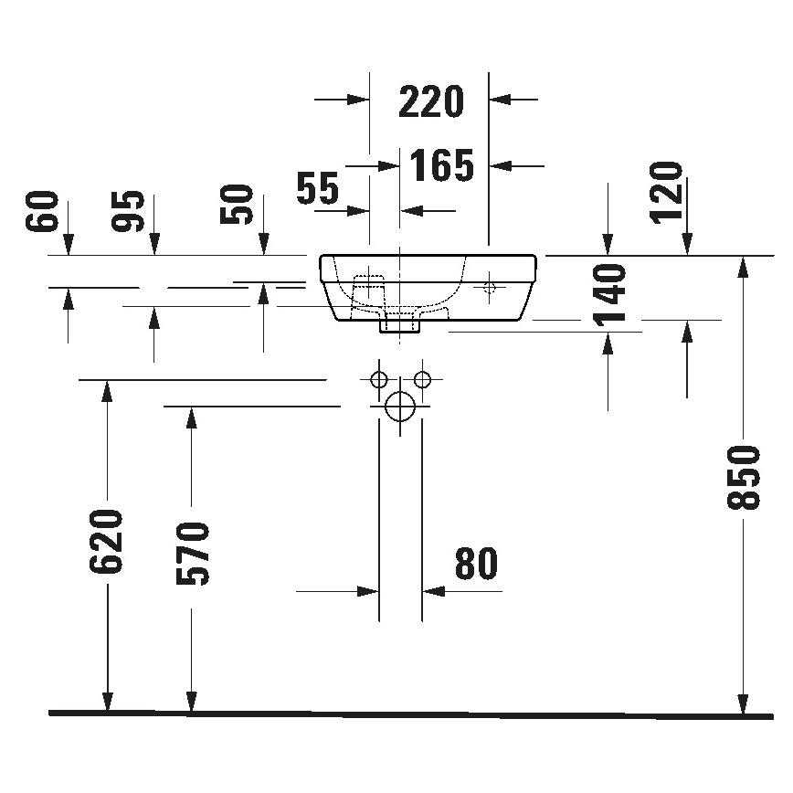 Duravit 7494000412 - Подвесная раковина D-CODE 40x22 см керамика/белый глянец