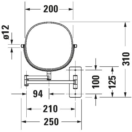Duravit 99121000 - Настенное косметическое зеркало D-CODE, глянцевый хром