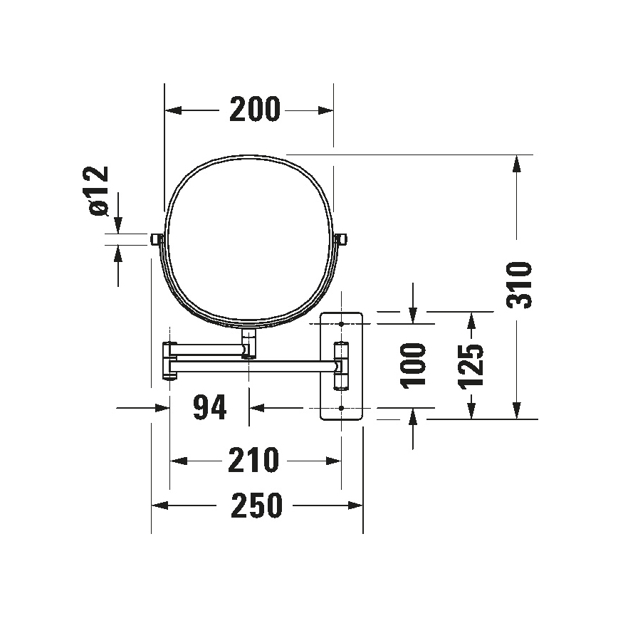 Duravit 99121000 - Настінне косметичне дзеркало D-CODE, полірований хром