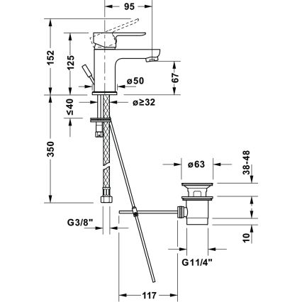 Duravit DC1013001046 - раковинный смеситель D-CODE с комплектом слива, матовый черный