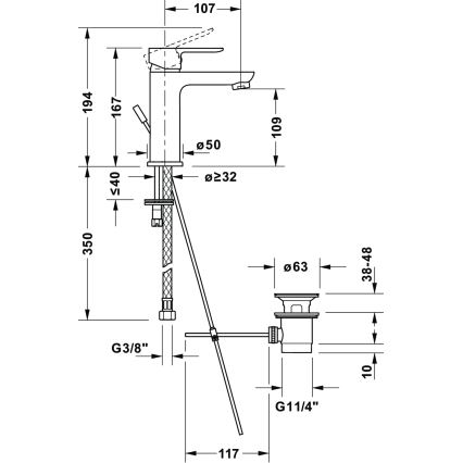 Duravit DC1023001010 - Смеситель для раковины + слив D-CODE глянцевый хром