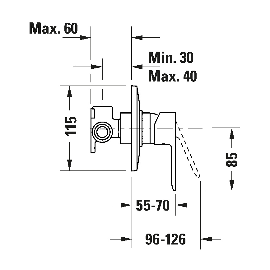 Duravit DC4210007046 - Змішувач для душу для прихованого монтажу D-CODE матово-чорний