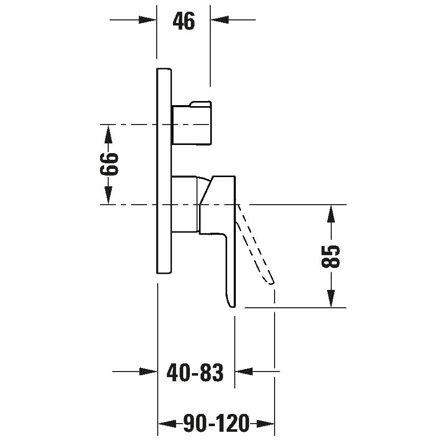 Duravit DC5210012010 - Ванний змішувач для прихованого монтажу D-CODE, полірований хром