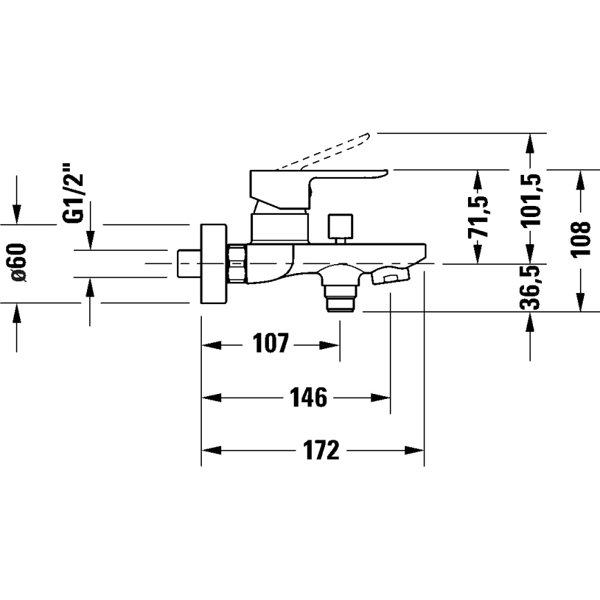 Duravit DC5230001010 - Ванный смеситель D-CODE глянцевый хром