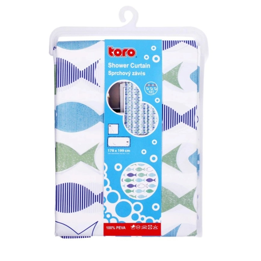Душевая штора TORO PREMIUM 178x199 см синий/зеленый