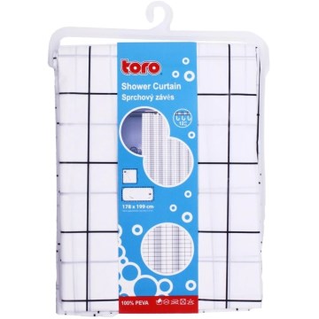 Душова штора TORO EASY 178x199 см білий/чорний