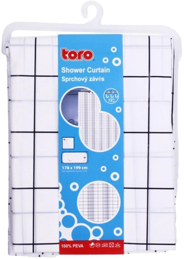 Душова штора TORO EASY 178x199 см білий/чорний