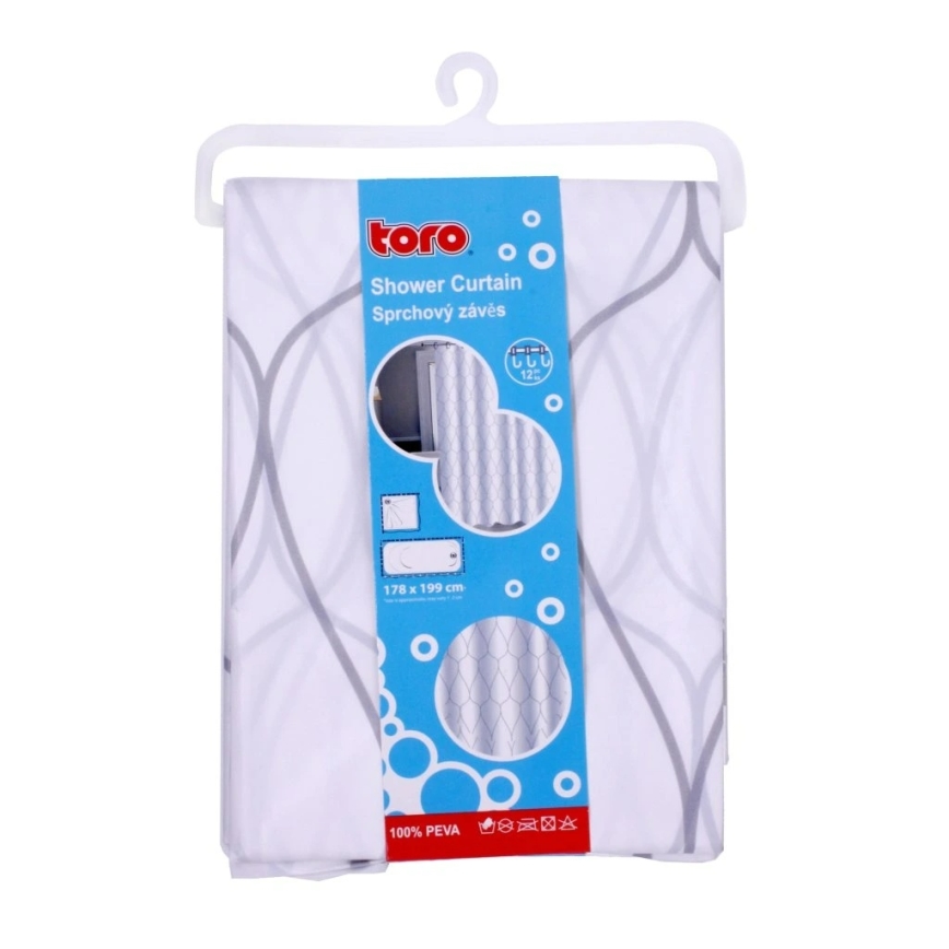 Душова штора TORO EASY 178x199 см білий/сірий
