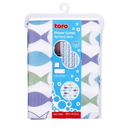 Душова штора TORO PREMIUM 178x199 см синій/зелений