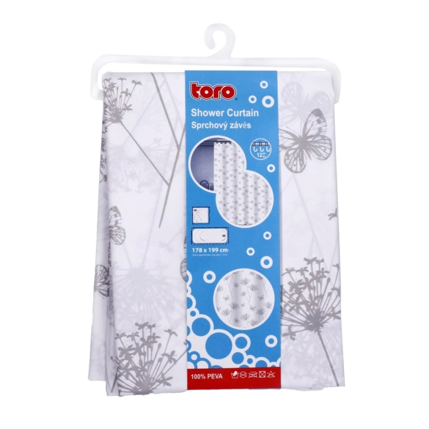 Душова штора TORO PREMIUM 178x199 см квіти