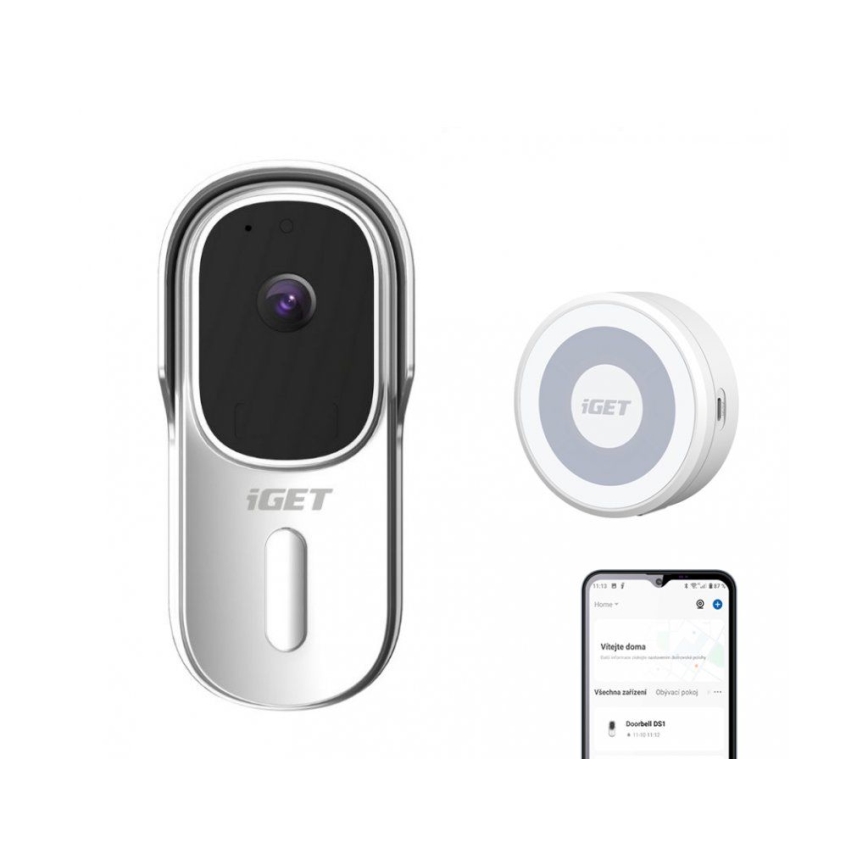 Дверной видеозвонок с датчиком движения Full HD 1080p IP65 Wi-Fi белый + динамик