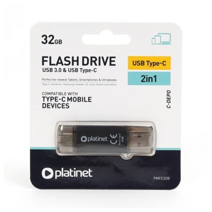 Двойной флэш-накопитель USB 3.0 + USB-C 32GB
