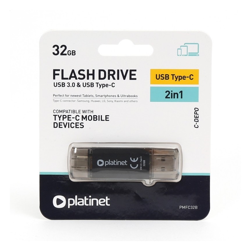 Двойной флэш-накопитель USB 3.0 + USB-C 32GB