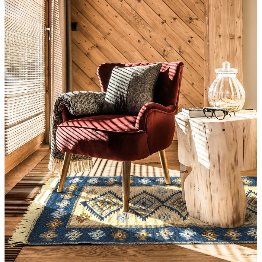 Двосторонній орієнтальний килим KILIM 80x150 cm синій/бежевий