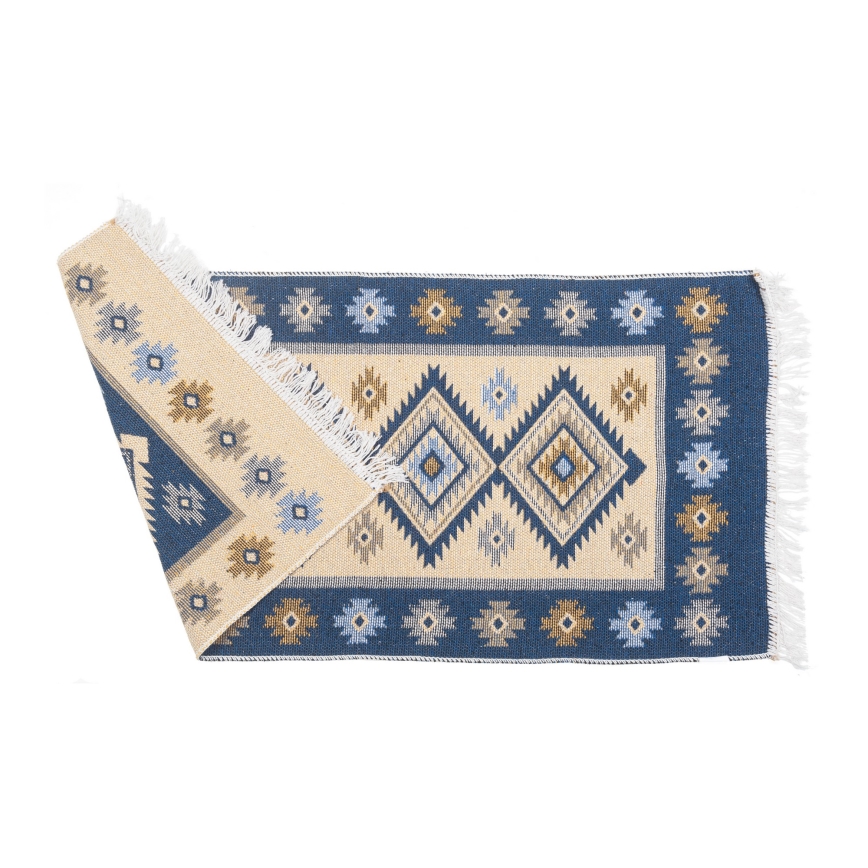 Двосторонній орієнтальний килим KILIM 80x150 cm синій/бежевий