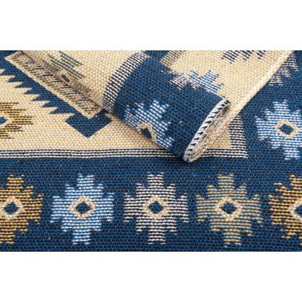 Двосторонній орієнтальний килим KILIM 80x150 cm синій/бежевий