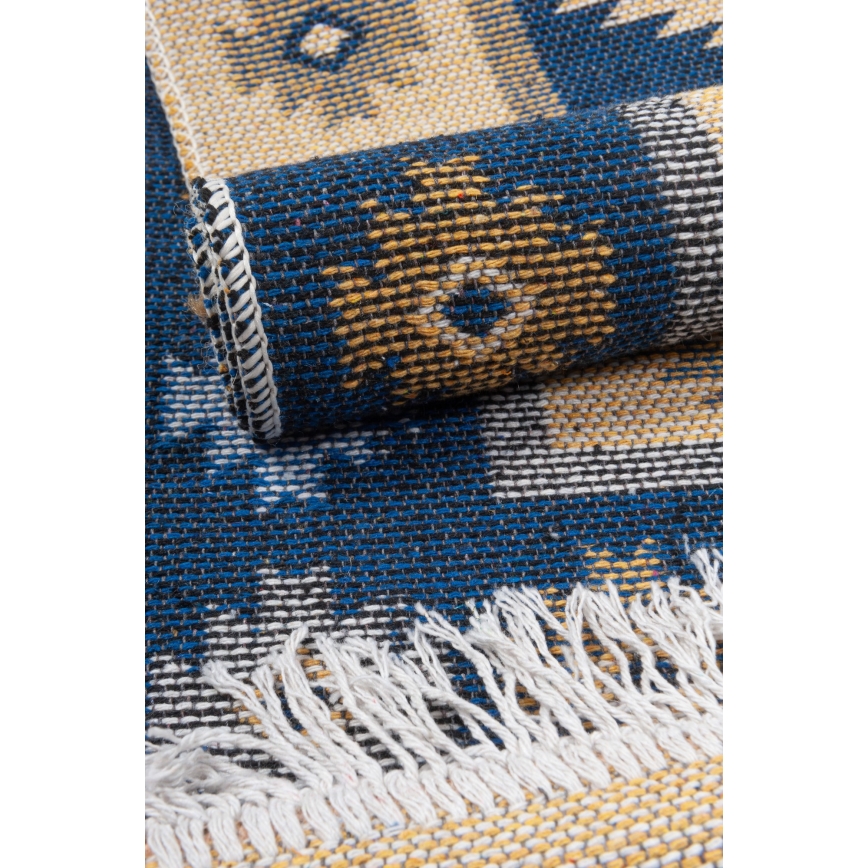 Двосторонній орієнтальний килим KILIM 80x150 cm синій/бежевий