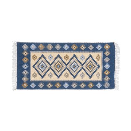 Двосторонній орієнтальний килим KILIM 80x150 см синій/бежевий