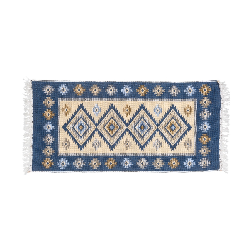 Двосторонній орієнтальний килим KILIM 80x150 см синій/бежевий