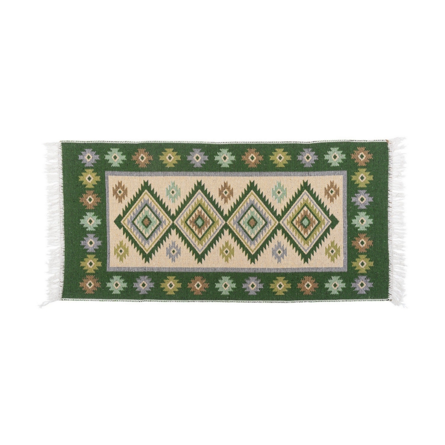 Двосторонній орієнтальний килим KILIM 80x150 см зелений/бежевий