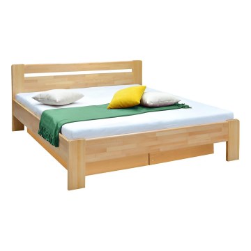 Двуспальная кровать с решеткой и местом для хранения из массива AMARA 180x200 см бук