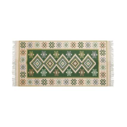 Двусторонний ориентальный ковер KILIM 80x150 cm зелёный/бежевый
