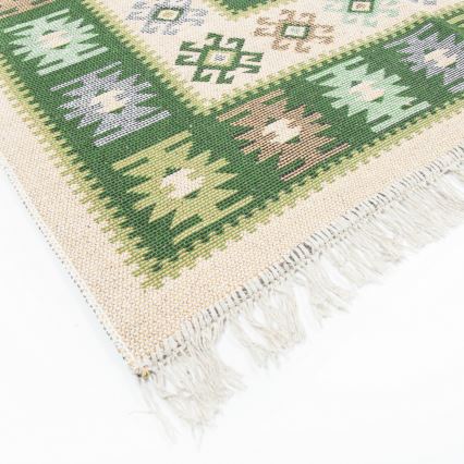 Двусторонний ориентальный ковер KILIM 80x150 cm зелёный/бежевый