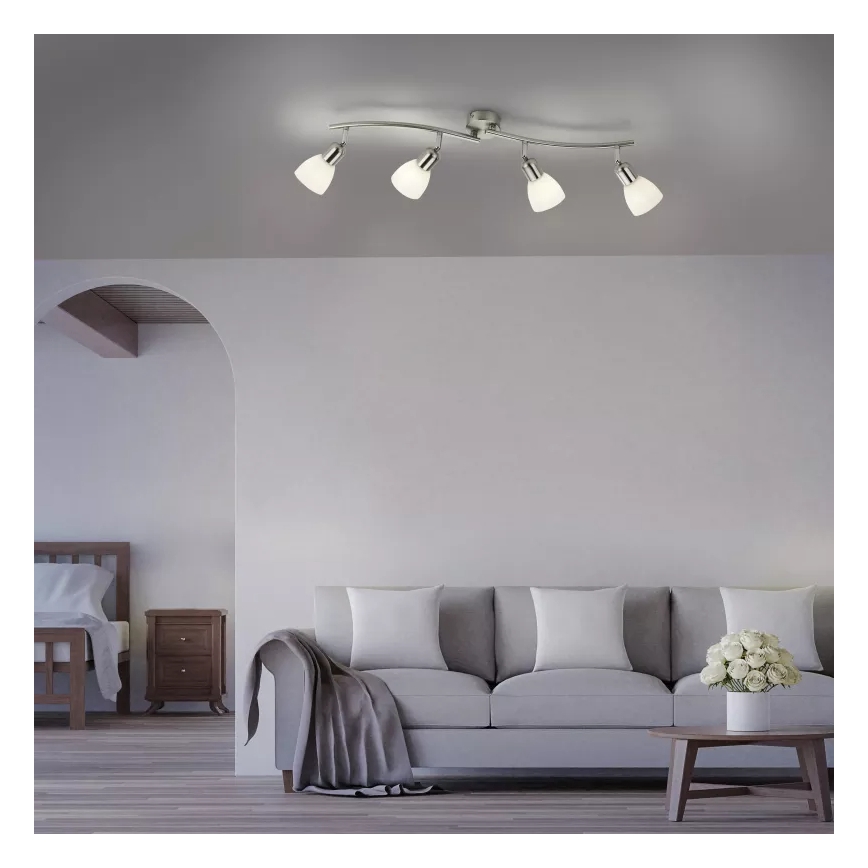 ДЖАСТ ЛАЙТ. 11954-55 - Точковий світильник КАРО 4×Е14, 40 Вт, 230 В, матовий хром