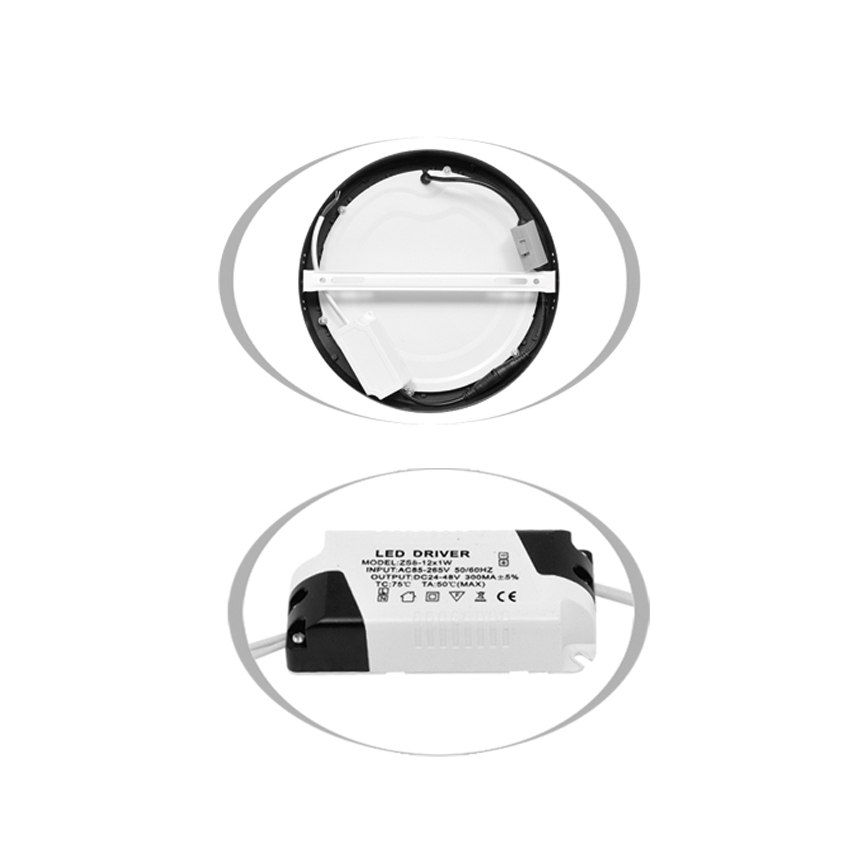 Стельовий LED світильник LADA LED/12W/230V 3000/4000/6000K діаметр 17 см чорний