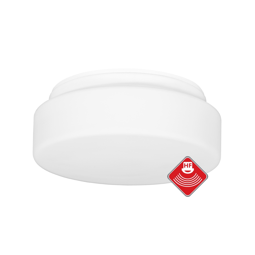Уличный потолочный светильник с датчиком HECTOR 1xE27/60W/230V диаметр 25 см IP44 опал белый