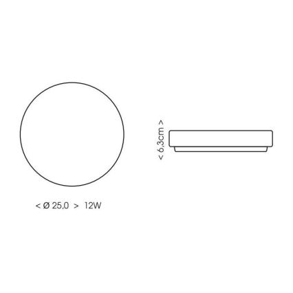 Світлодіодний стельовий світильник для ванної кімнати LIRA LED/12W/230V 4000K діаметр 25 см IP44 чорний