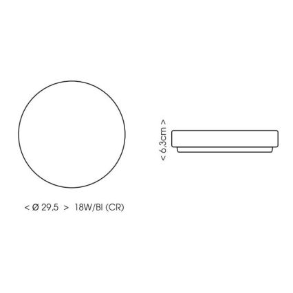 Светодиодный потолочный светильник для ванной комнаты LIRA LED/18W/230V 4000K диаметр 29,5 см IP44 черный