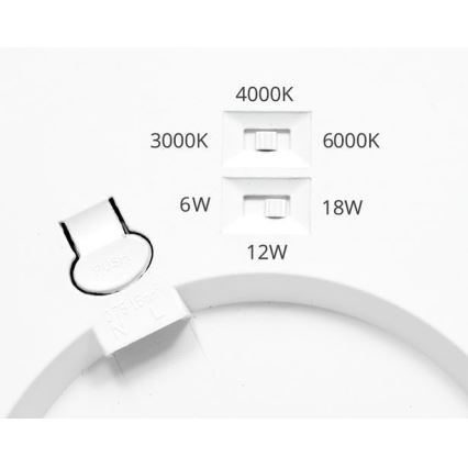 Светодиодный встроенный светильник с регулированием яркости и датчиком LEXA LED/6/12/18W/230V 3000/4000/6000K диаметр 22,5 см белый