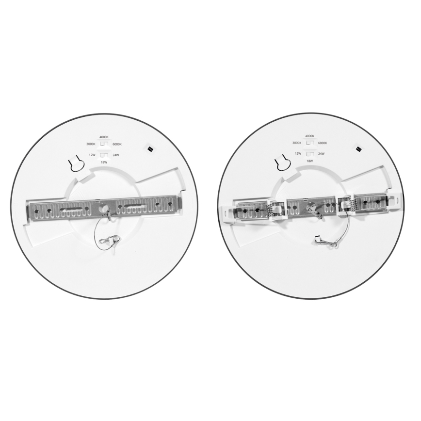 Стельовий вбудований LED світильник з регулюванням яскравості з датчиком LEXA LED/12/18/24W/230V 3000/4000/6000K діаметр 30 см чорний