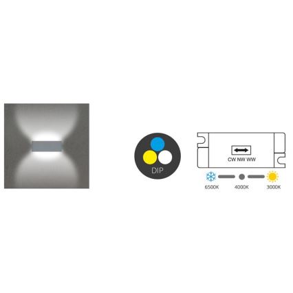 Вуличний світлодіодний настінний світильник BRICK 2xLED/6W/230V 3000/4000/6500K IP65 чорний