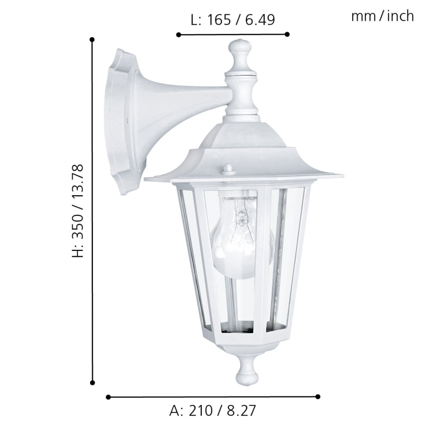 Eglo - Уличный настенный светильник 1xE27/60W/230V IP44 белый