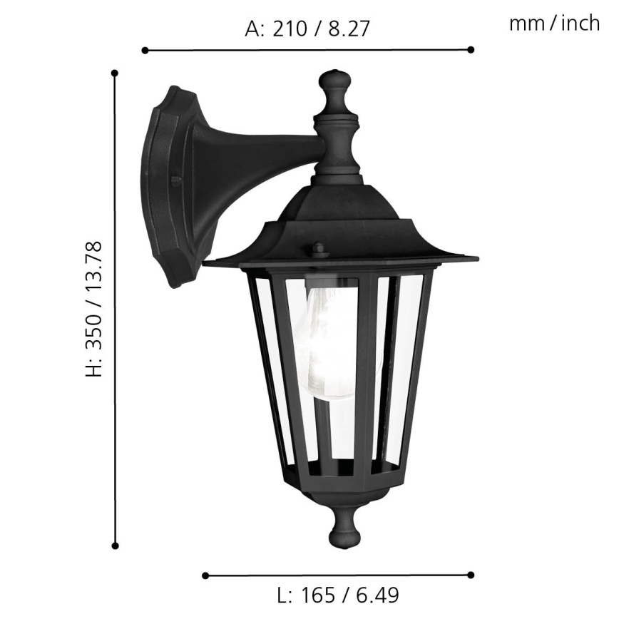 Eglo - Наружный настенный светильник 1xE27/60W черный