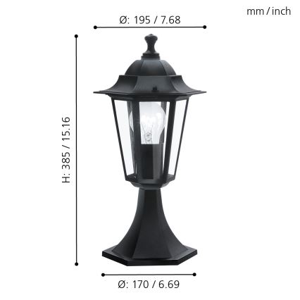 Eglo - Наружный светильник 1xE27/60W черный IP44