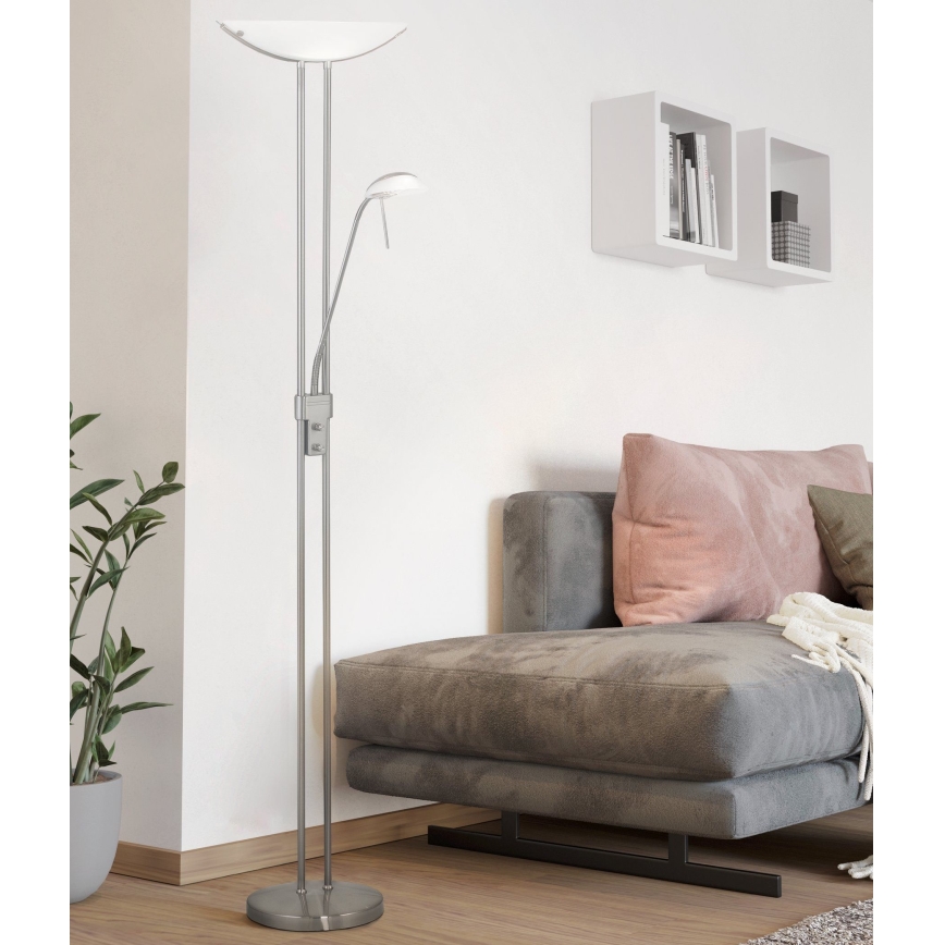 Eglo 25869 - Торшер с регулированием яркости BAYA 1xR7s/230W/230V + 1xG9/33W матовый хром