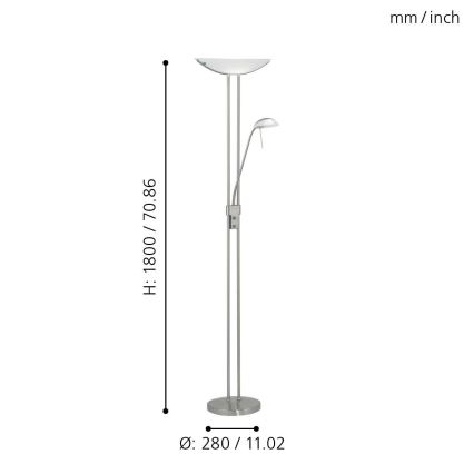 Eglo 25869 - Торшер з регулюванням яскравості BAYA 1xR7s/230W/230V + 1xG9/33W матовий хром