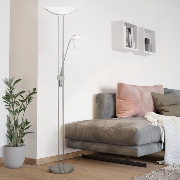 Eglo 25869 - Затемнювана підлогова лампа BAYA 1xR7s/230W/230V + 1xG9/33W матовий хром