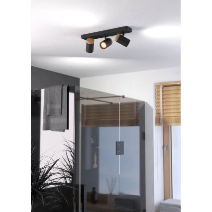 Eglo - точковий світильник для ванної кімнати 3xGU10/3W/230V IP44 чорний/бежевий