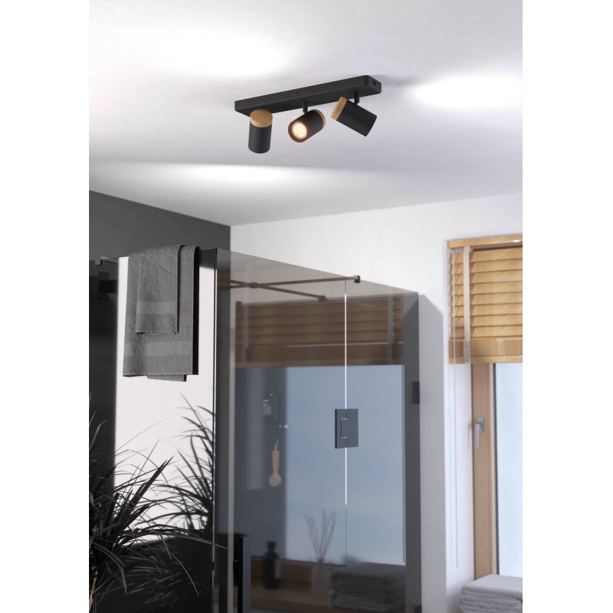 Eglo - точковий світильник для ванної кімнати 3xGU10/3W/230V IP44 чорний/бежевий