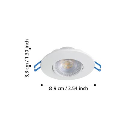 Eglo - Набір із 7 вбудованих LED-світильників LED/4,9W/230V, 2700/4000/6500K, діаметр 9 см, білий