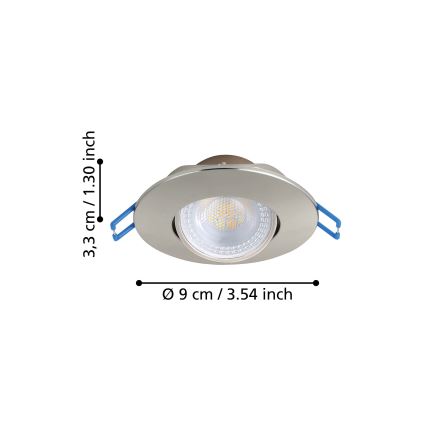 Eglo - Комплект из 7 встраиваемых потолочных светильников LED/4,9W/230V 2700/4000/6500K диам. 9 см матовый хром