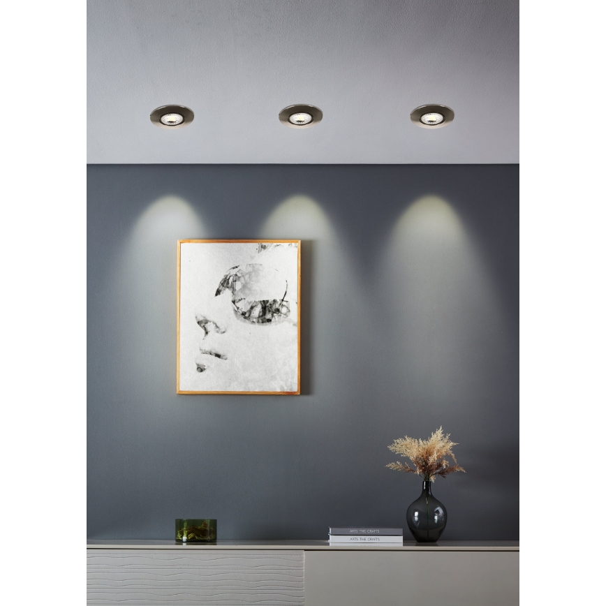 Eglo - НАБІР 10xLED Вбудований світильник LED/4,9W/230V 2700/4000/6500K діам. 9 см матовий хром